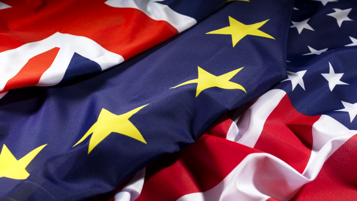 America, UK and EU flags