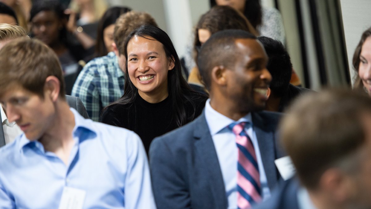 A group of people in the reception smiling