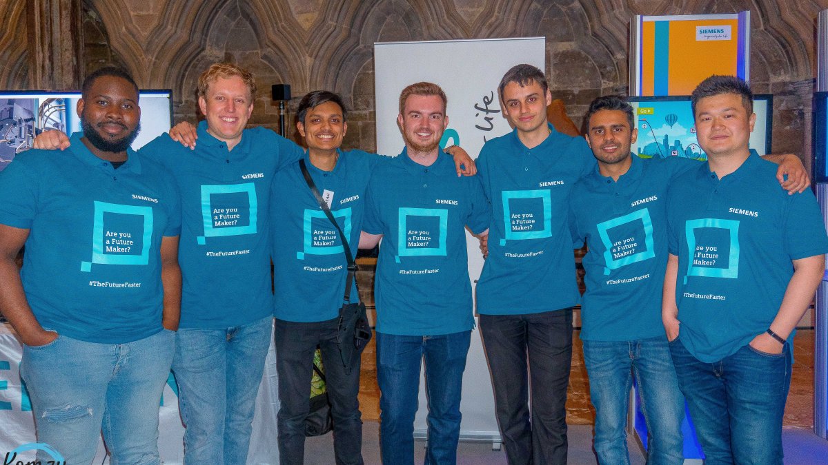 Joshua Komolafe with fellow Siemens interns