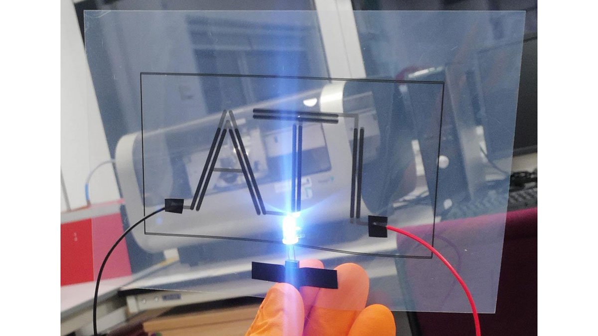 Energy in a printed supercapacitor powering an LED