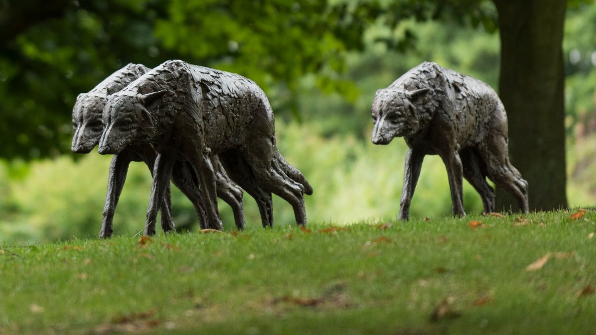 Statues of wolves