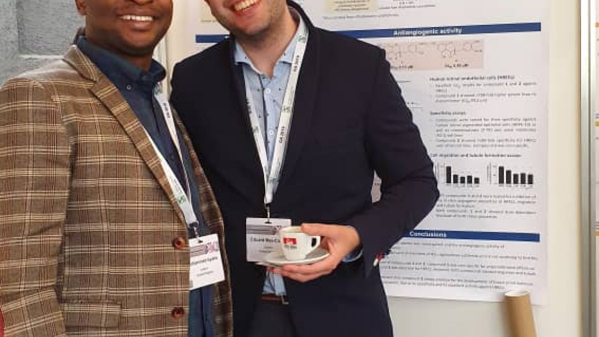 Sani Isyaka and Ed Mas at the poster session at the GA2019 conference in Innsbruck