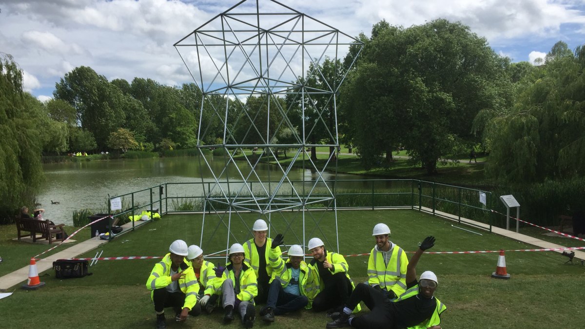 A group of Surrey Undergraduate students during the DAD Project- construction day