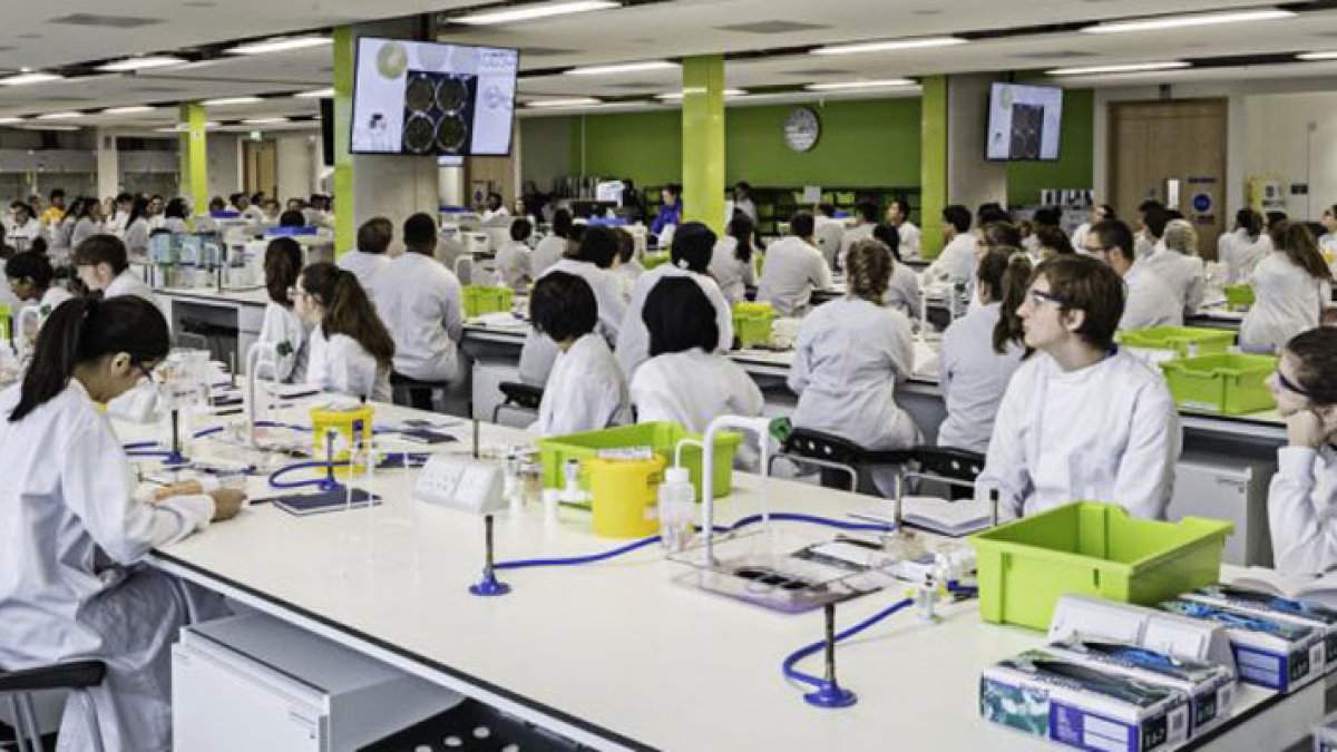 Students in a biology class in the Innovation for Health building