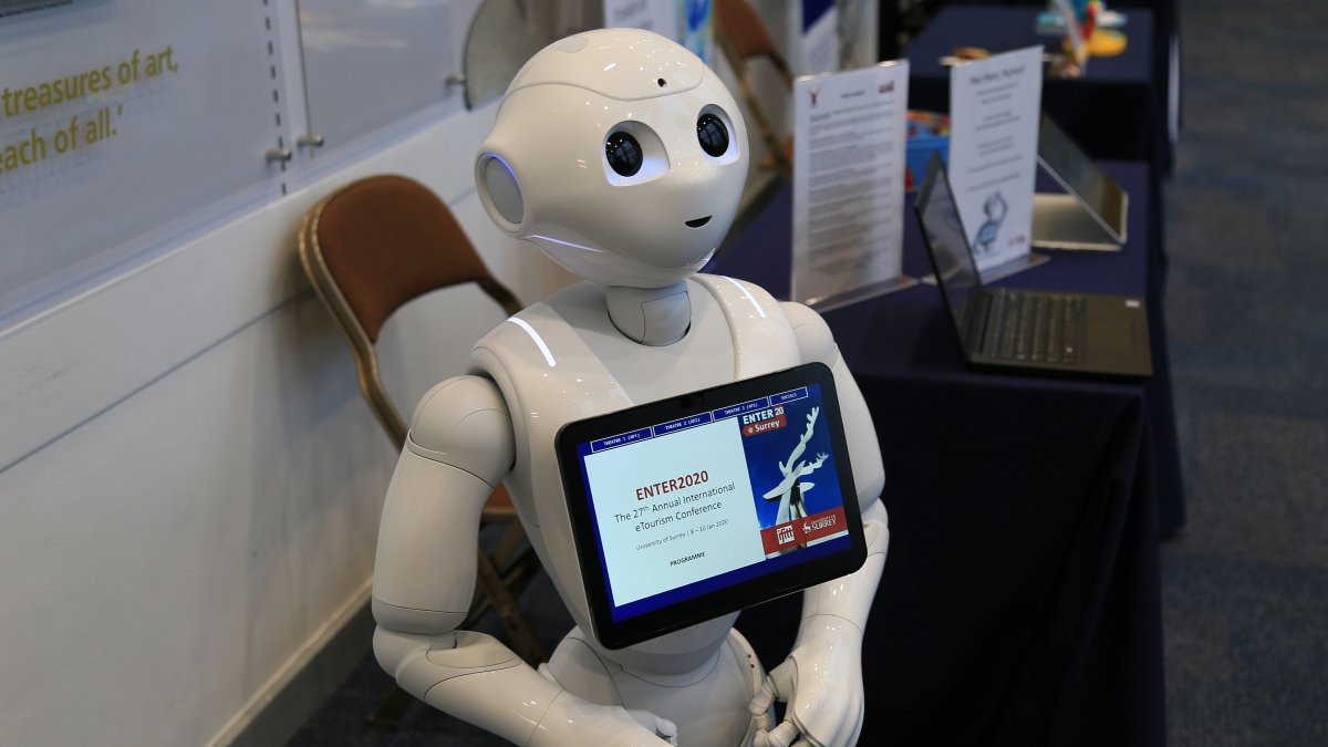 Robot holding ipad