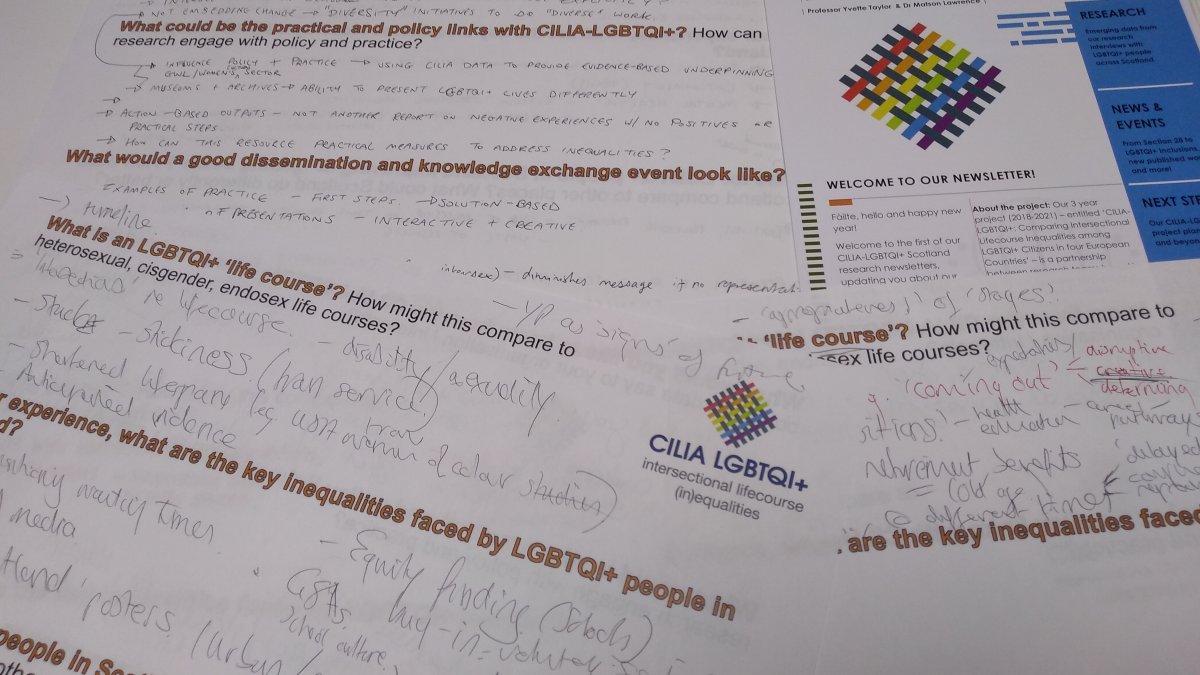 A picture of paperwork from the Scotland Advisory Group Meeting