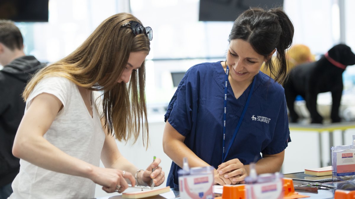 Student participating in a drop in session