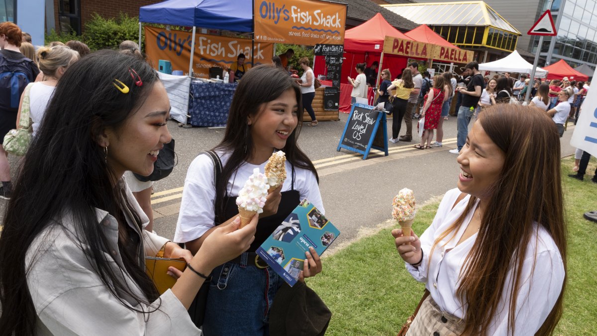 Students at the food fair