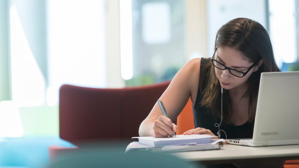 Student using computer