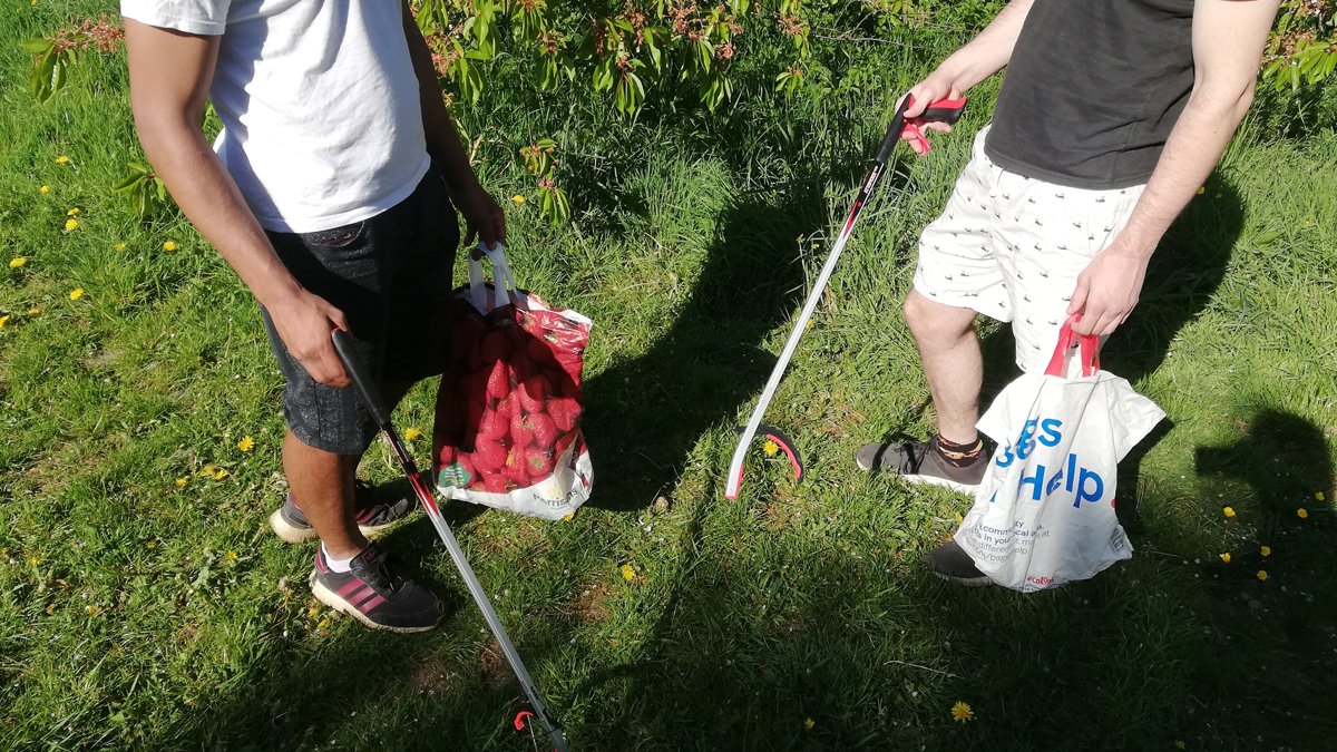 Students litter picking