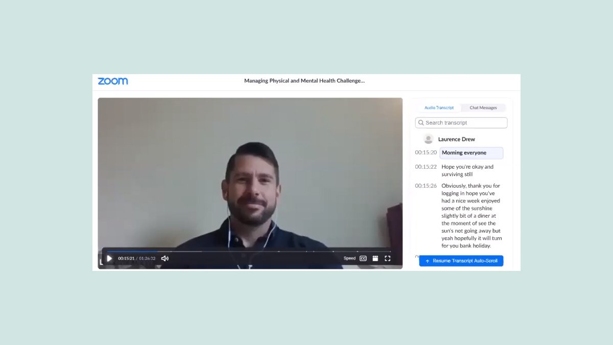 Screenshot of Laurence Drew delivering an online lecture