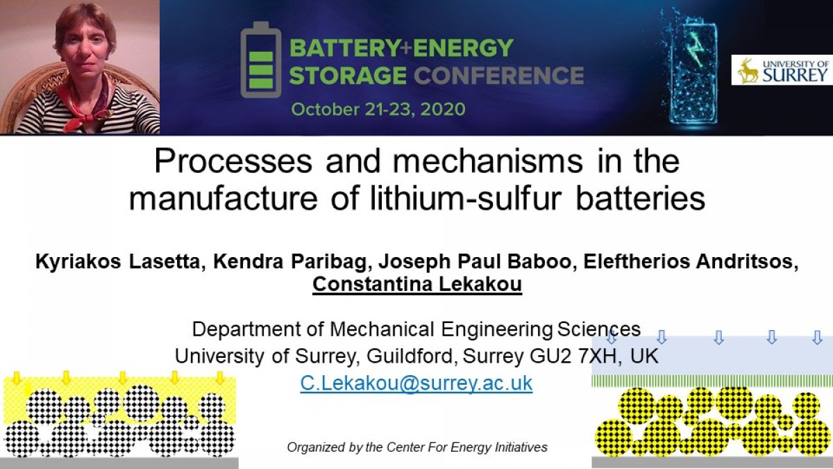 Presentation at the AIChE Battery - Energy Storage Conference, 21-23 Oct 2020