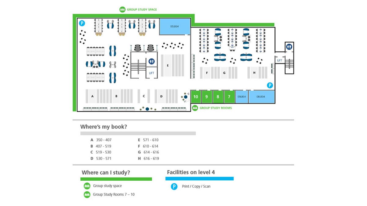 Level four floor plan of the Library