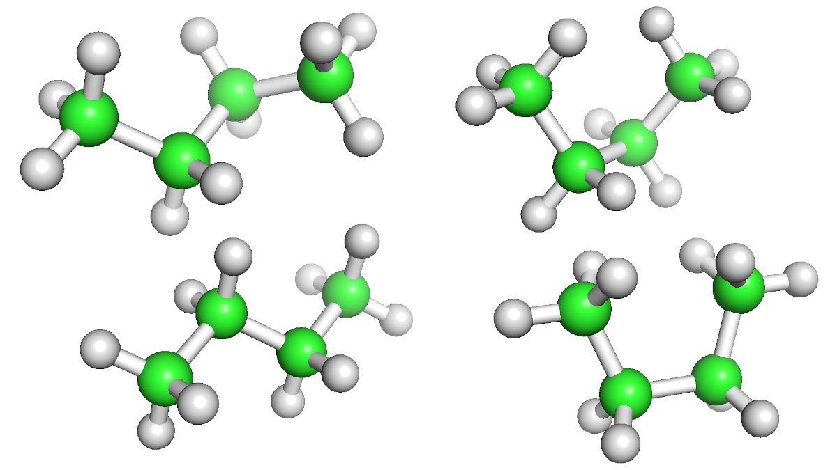 Illustration of butane molecules.