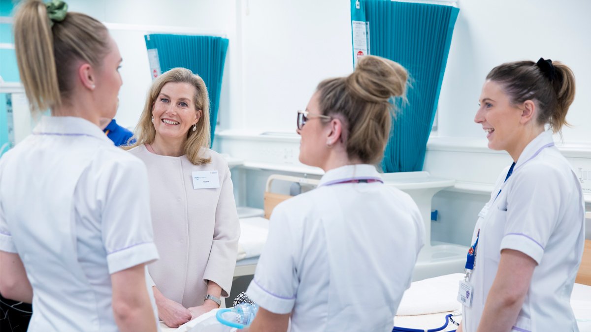 HRH The Countess of Wessex speaking to nursing students