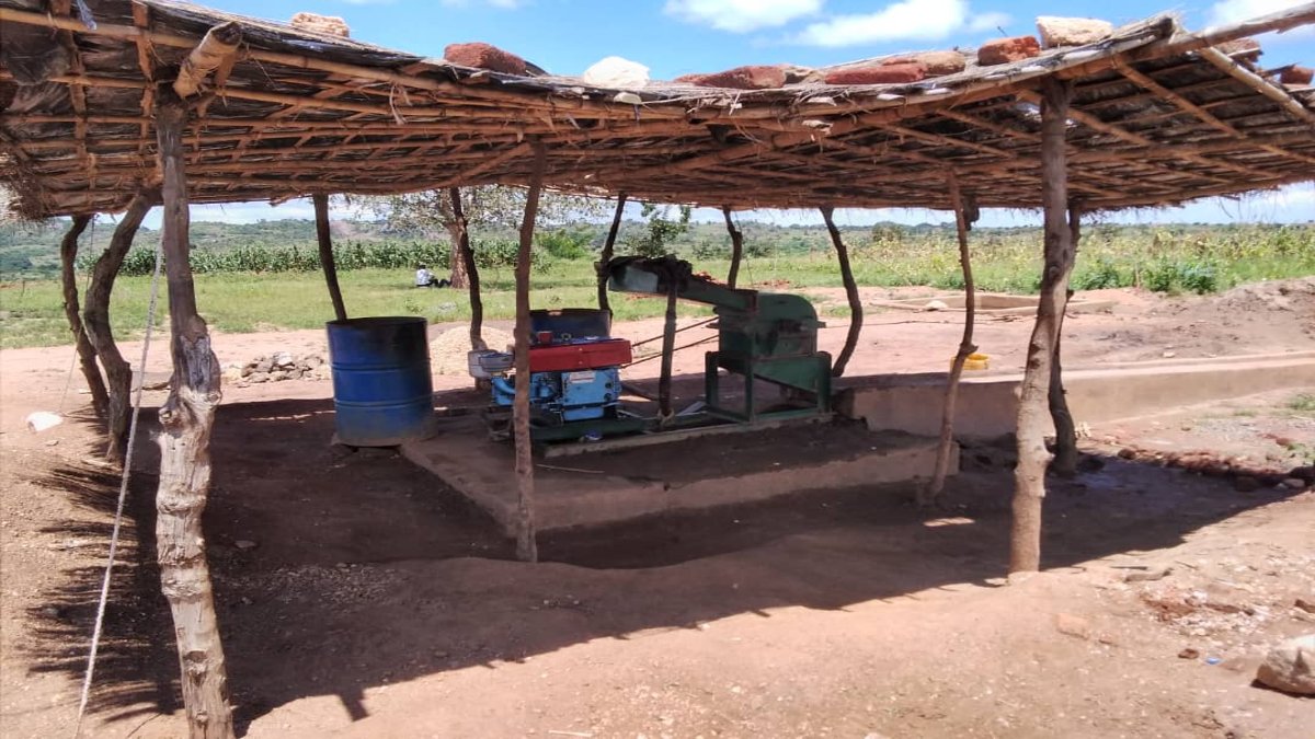 Mining machinery in covered workspace