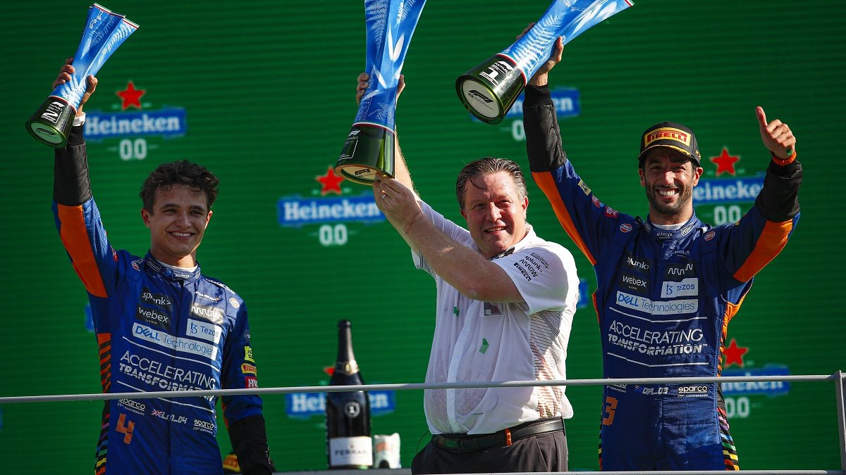McLaren team on podium