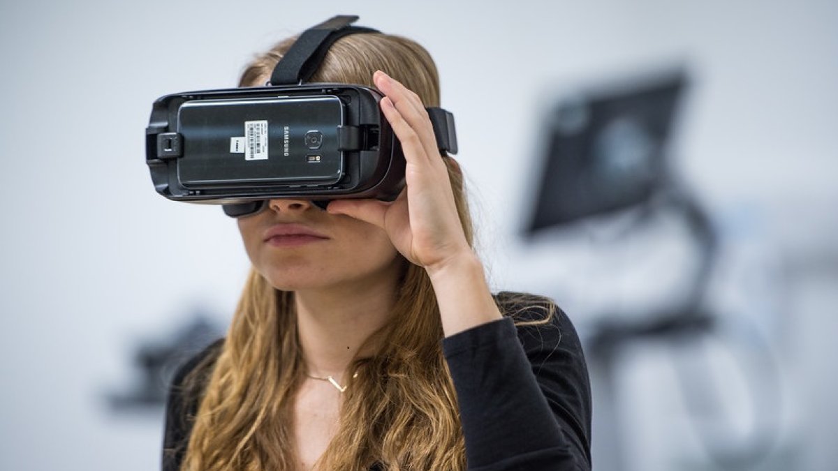 Girl using VR headset