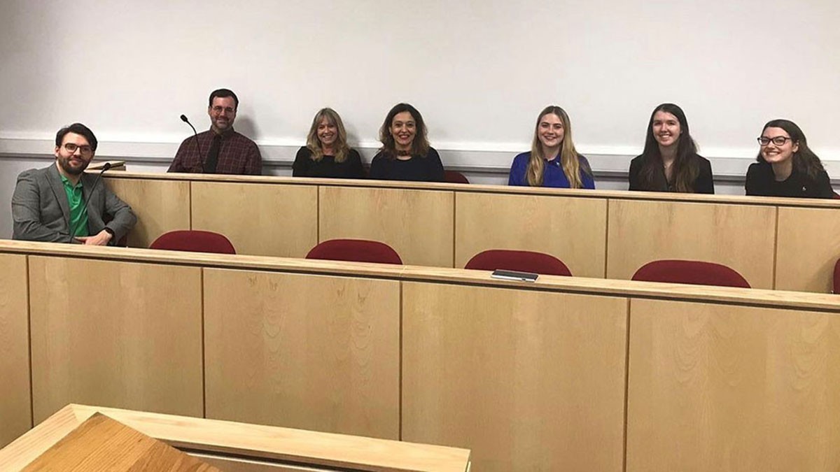 Law students in court facility for study purposes