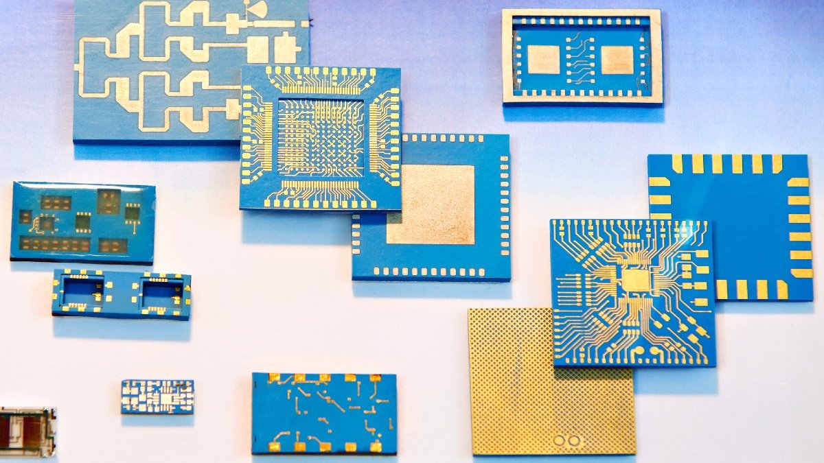 Computer components: silicon chips, transistors, etc
