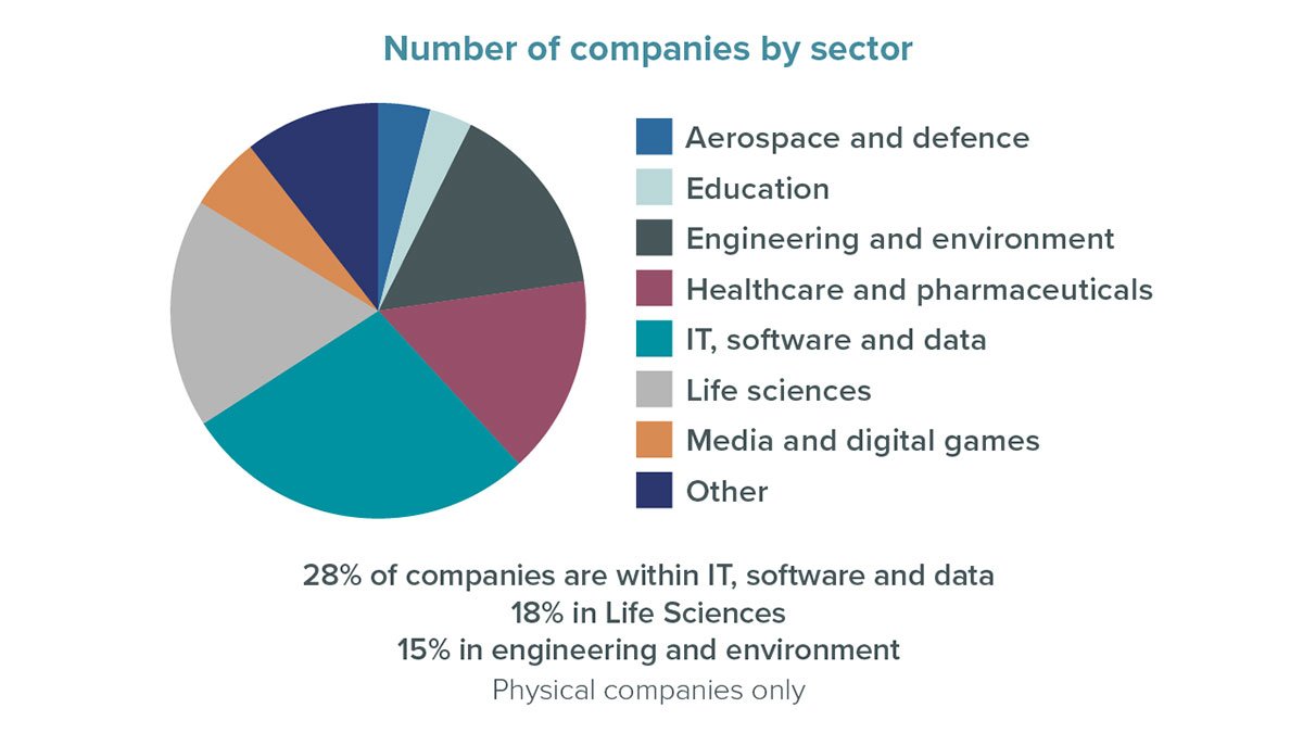 Number of companies per sector at Surrey Research Park