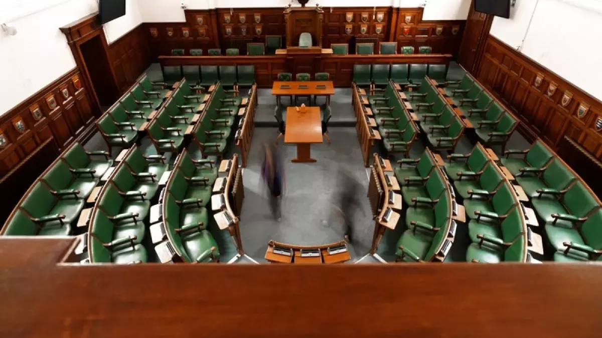 Aerial shot of court of law
