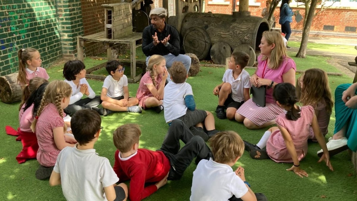 Sandfield School children learn outside.