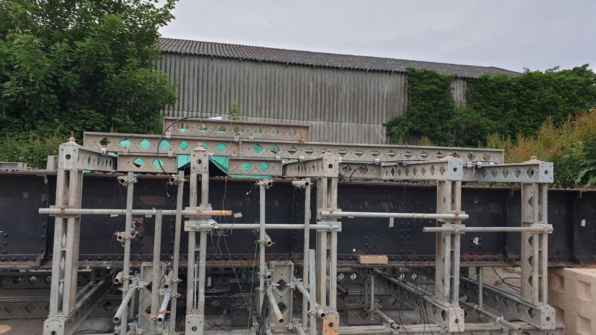 Section of railway bridge being tested