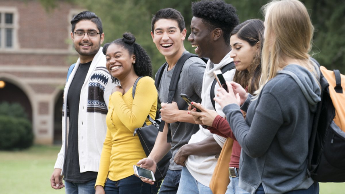 Diverse Group of College Friends - stock photo