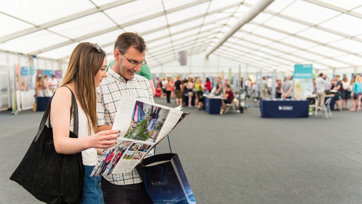 Students at University information fair