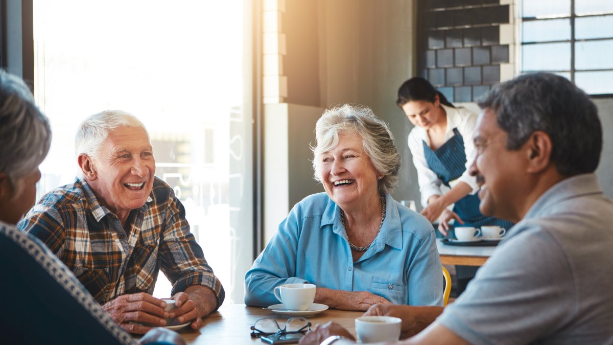 People chatting in cafe