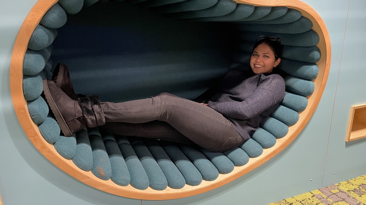 Renuka relaxing in the Hive.