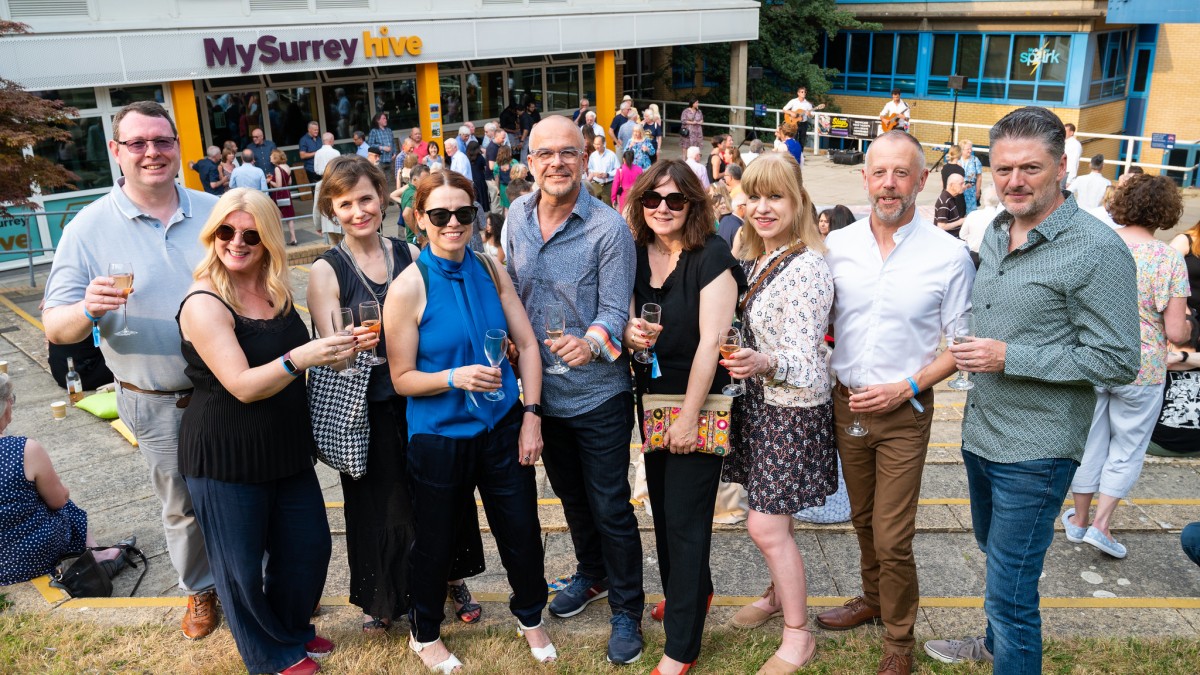 Alumni enjoying drinks reception at Surrey Weekender
