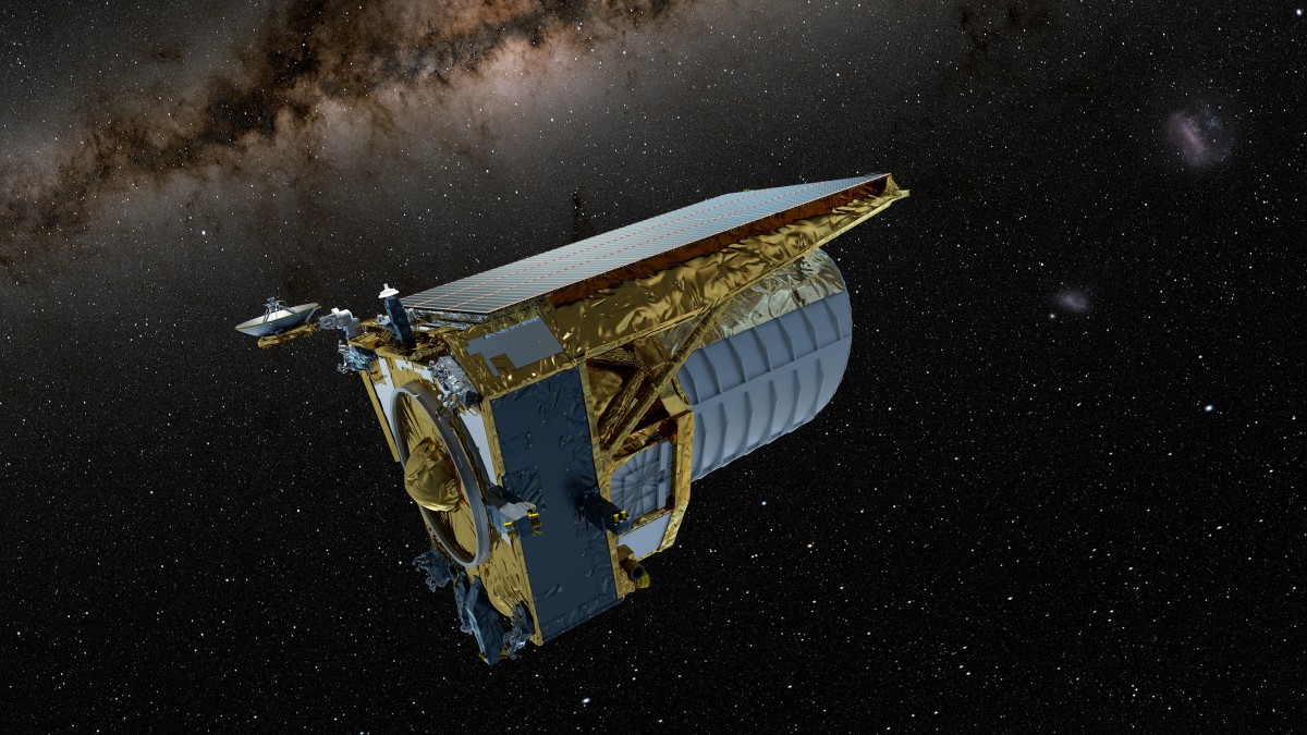 An impression of the Euclid satellite looking into the dark universe