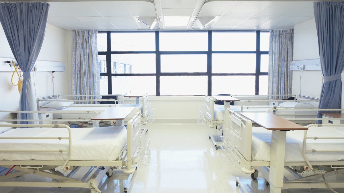 Hospital beds in ward