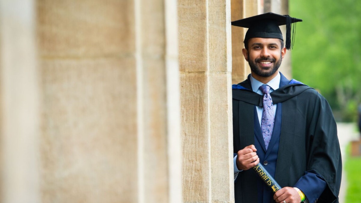 Postgraduate student on graduation day