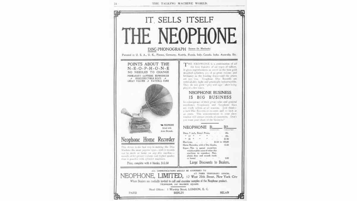 An advert from the Talking Machine World, a U.S. publication, in Apr