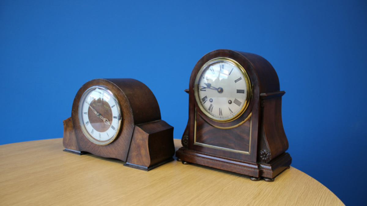 Both clocks donated by Peter Southgate from Battersea Polytechnic