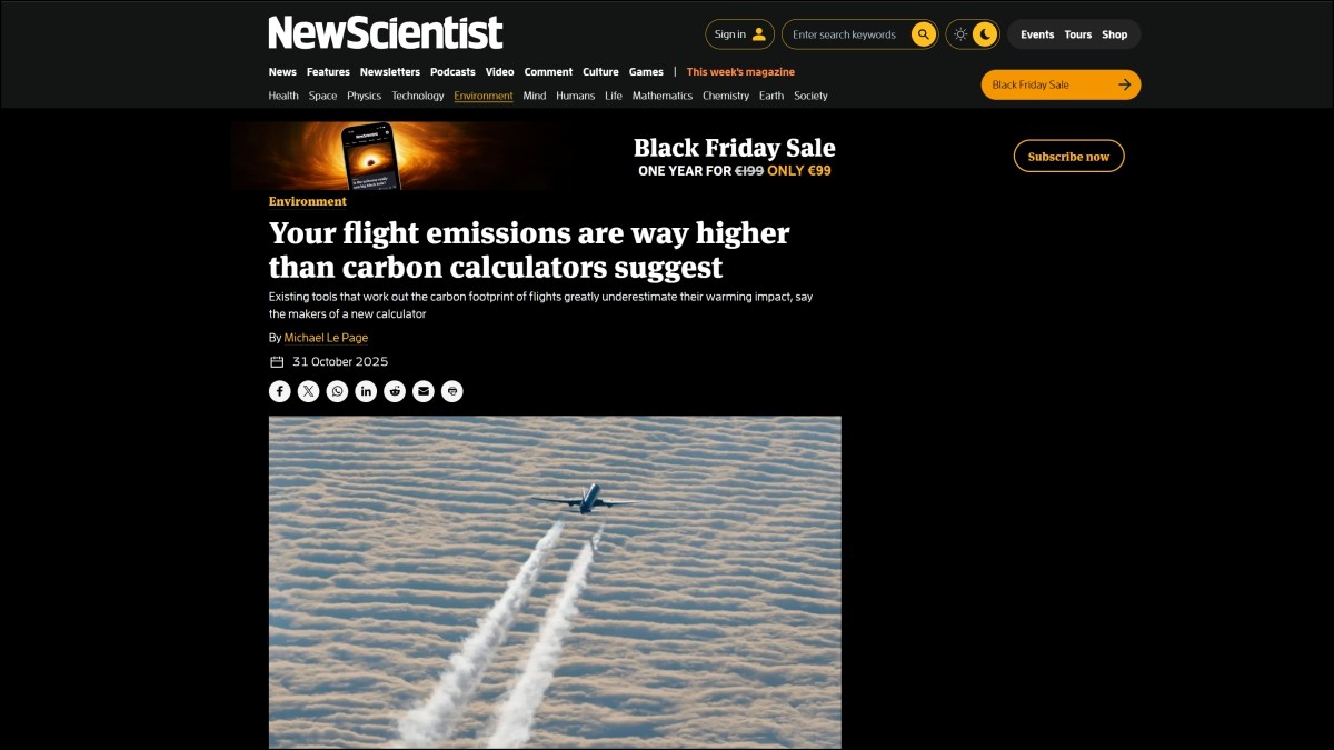 Your flight emissions are way higher than carbon calculators suggest