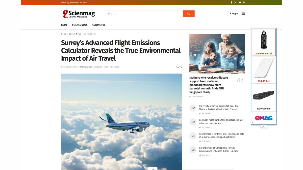 Surrey’s Advanced Flight Emissions Calculator Reveals the True Environmental Impact of Air Travel