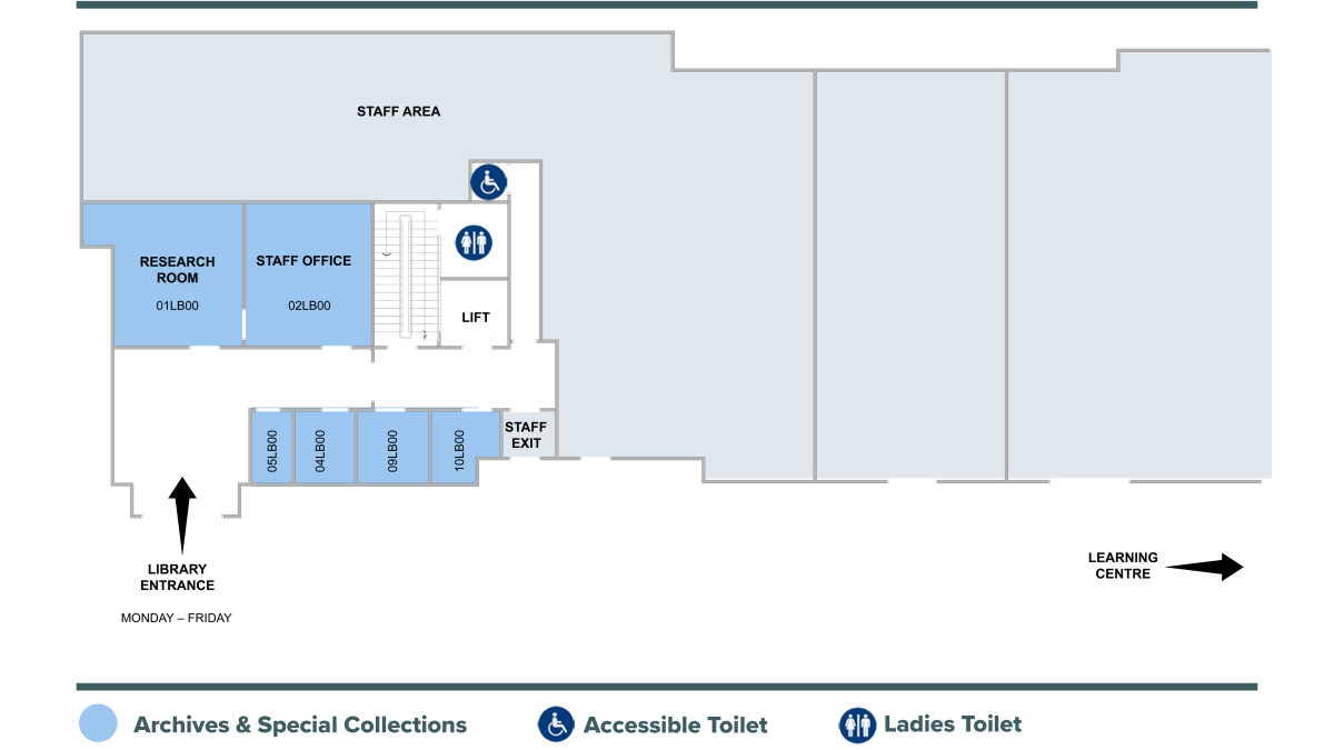 Plan showing Archives on the ground floor of the Library