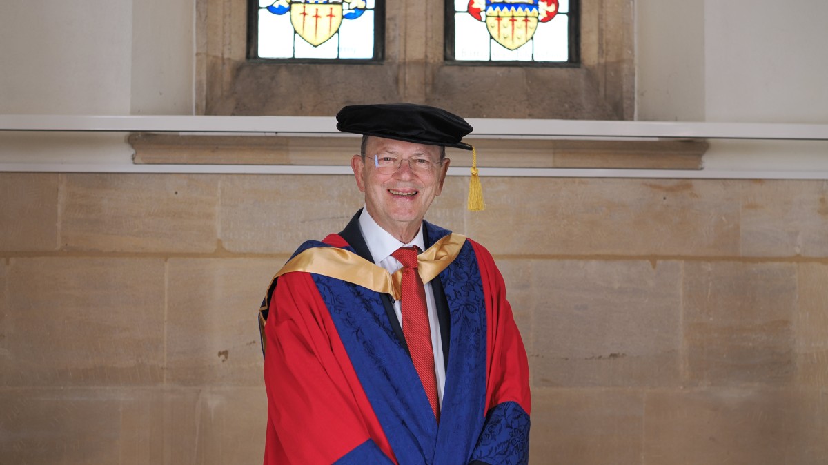 Alan Parker in his Surrey Doctorate gown.
