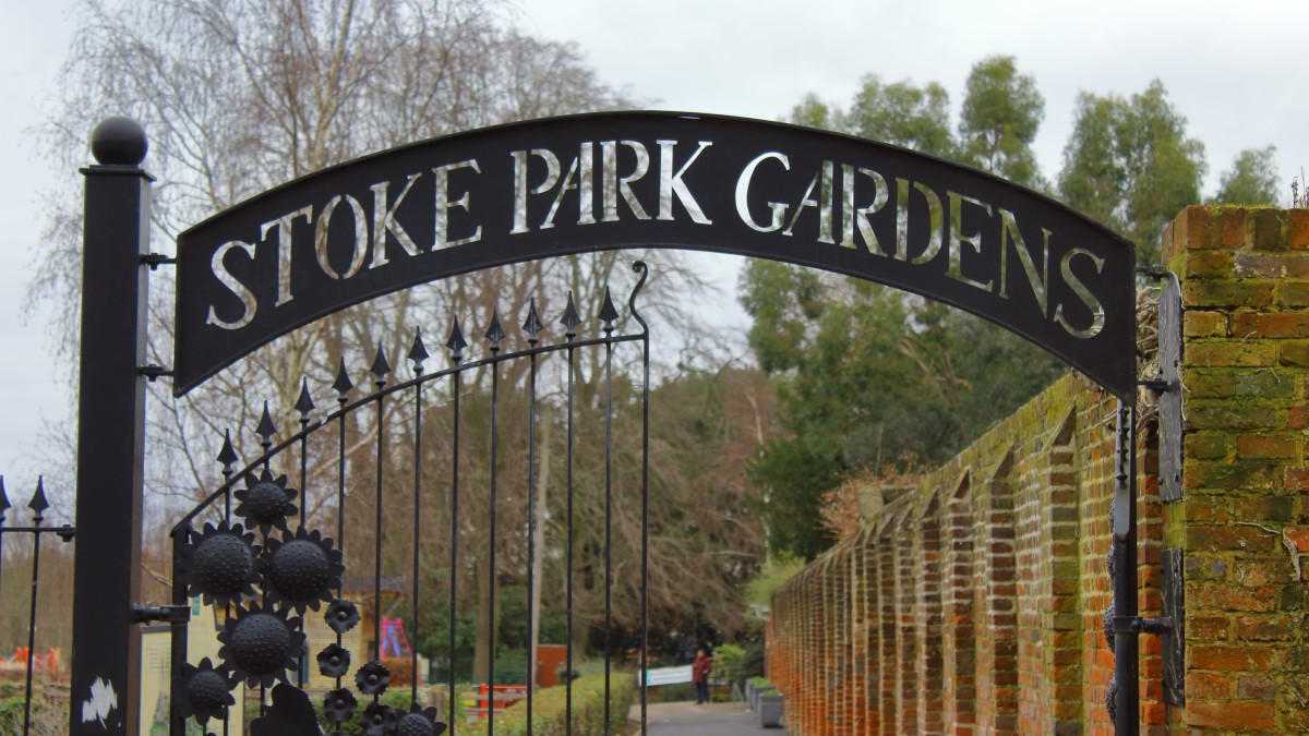 metal gate in front of Stoke Park Gardens in Guildford