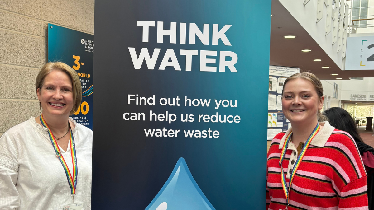 Sustainability team members at World Water Day stand