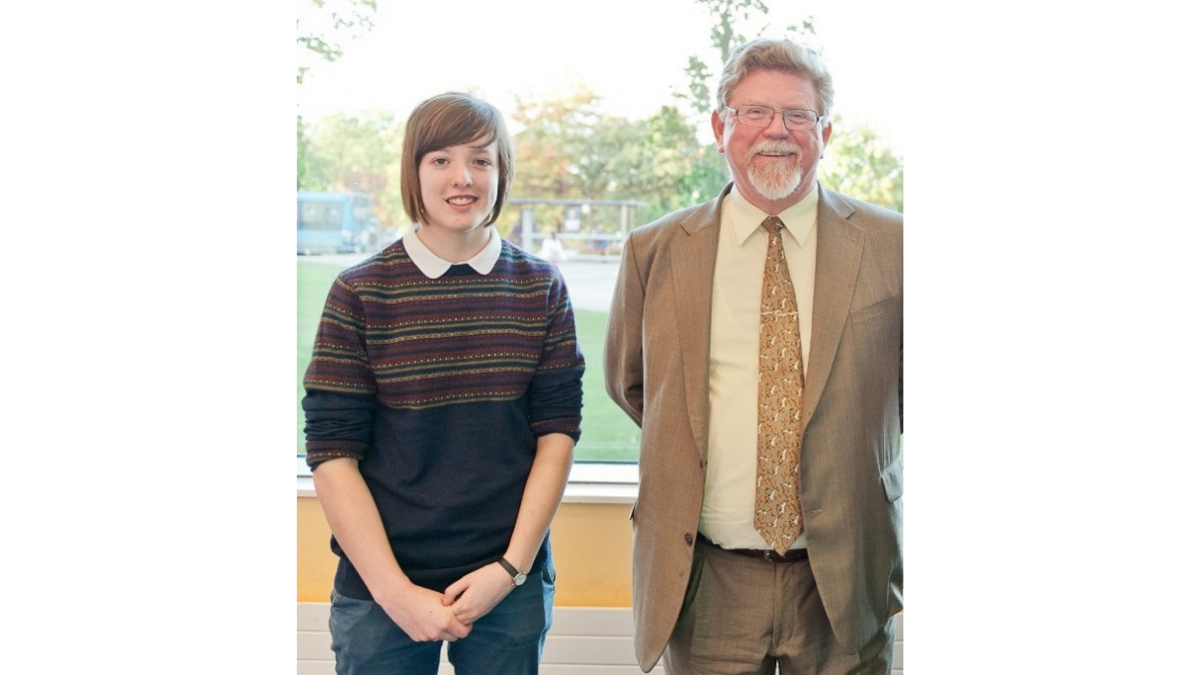 David with his first scholarship student, Rachel, in 2014