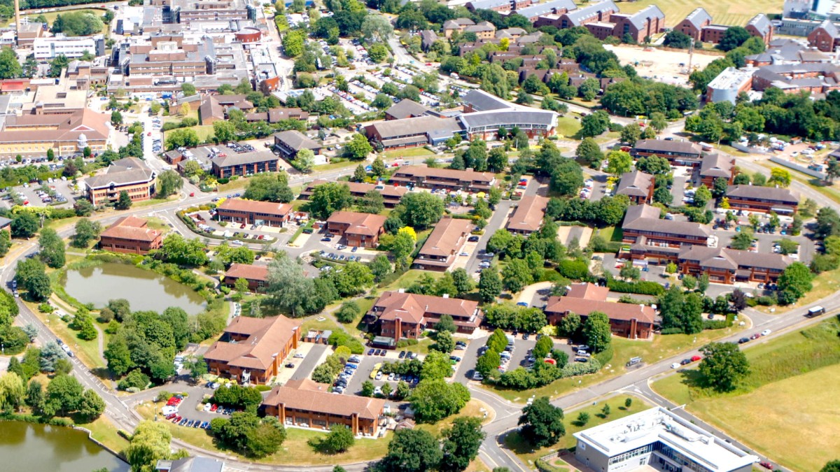 Aerial image of Surrey Research Park