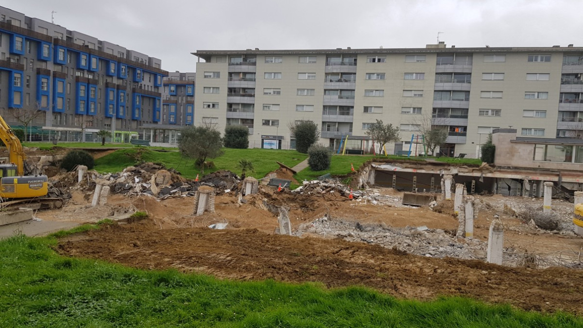Demolition site of a collapsed car park 