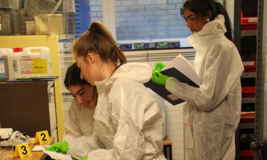 Students at crime scene