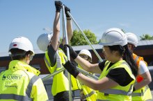 A group of Surrey Undergraduate students during the DAD Project- construction day