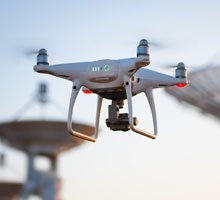 Drone flying outdoors